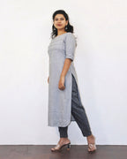 Light Grey Stripe Cotton Kurta