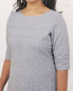 Light Grey Stripe Cotton Kurta