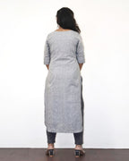 Light Grey Stripe Cotton Kurta