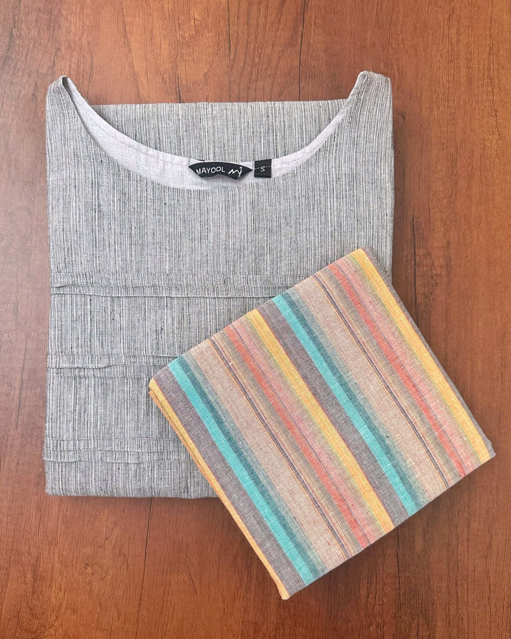 Light Grey Stripe Cotton Kurta