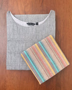 Light Grey Stripe Cotton Kurta