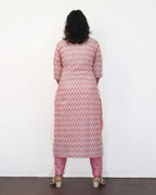 Light Pink Self Design Jacquard Cotton Kurta