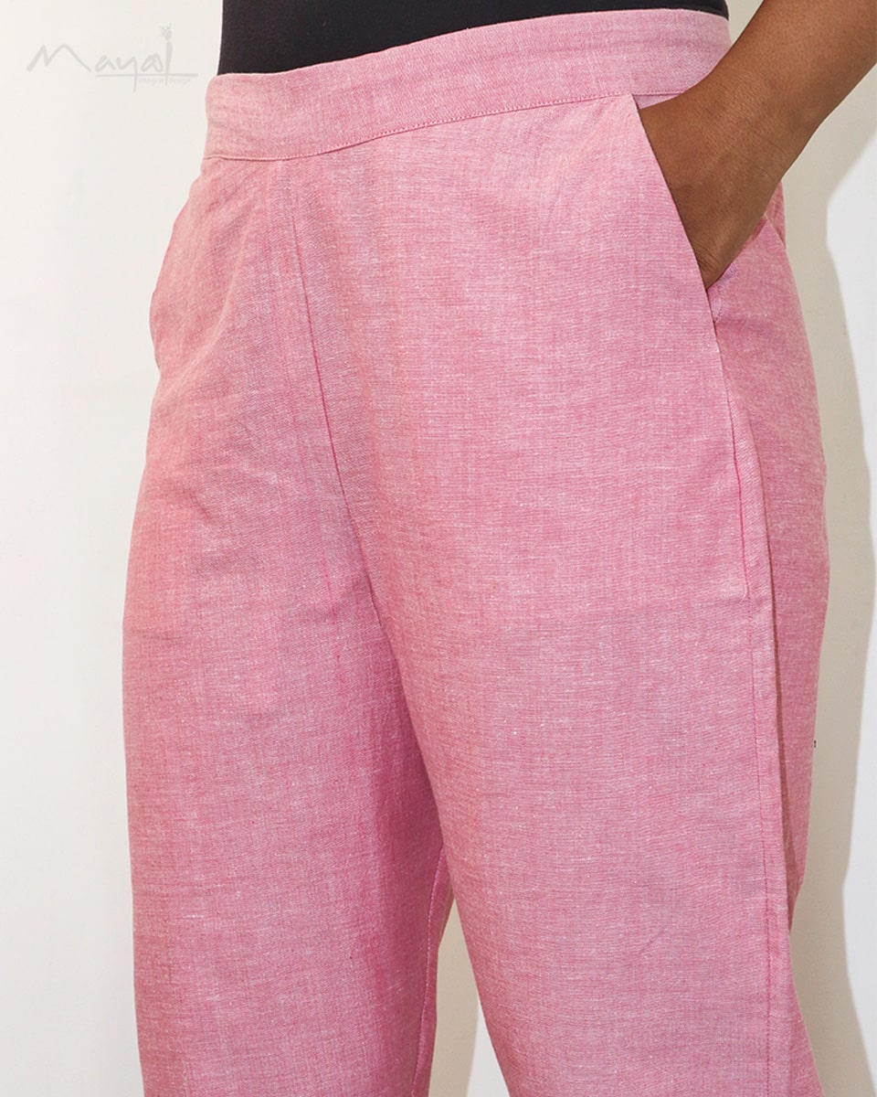 Flamingo Pink Cotton Formal Fit Pant