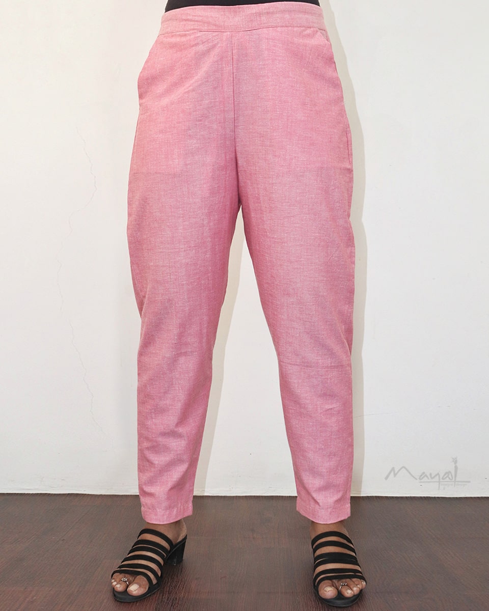 Flamingo Pink Cotton Formal Fit Pant