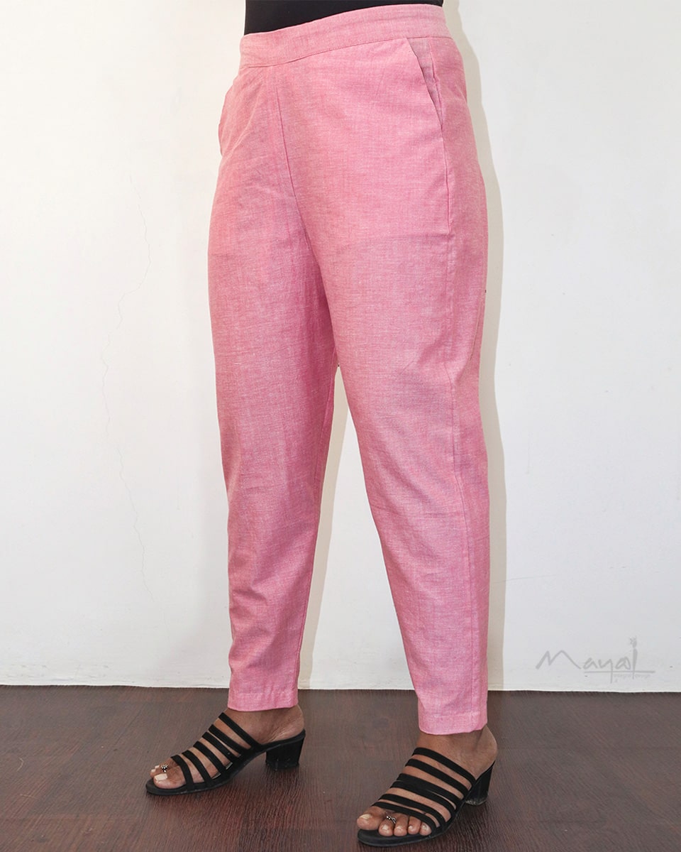 Flamingo Pink Cotton Formal Fit Pant