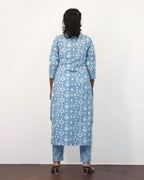 Pastel Blue Printed Cotton Kurta