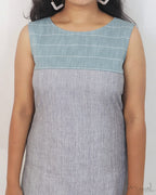 Light Grey Sleeveless Patchwork Cotton Kurta