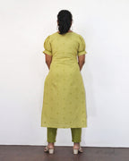 Lime Pulp Self Design Cotton Kurta