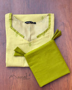 Lime Pulp Self Design Cotton Kurta
