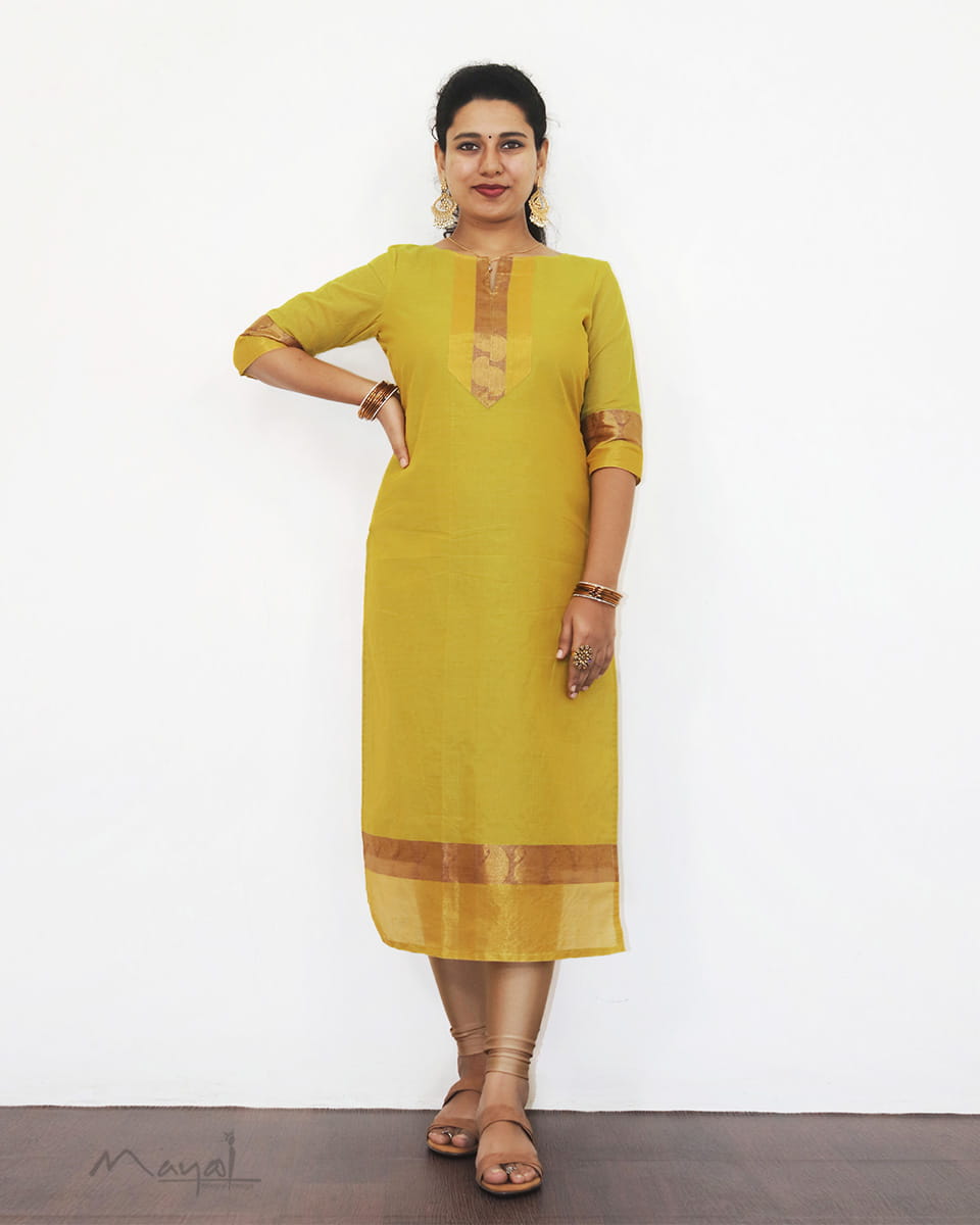 Lime Green Traditional Cotton Kurta