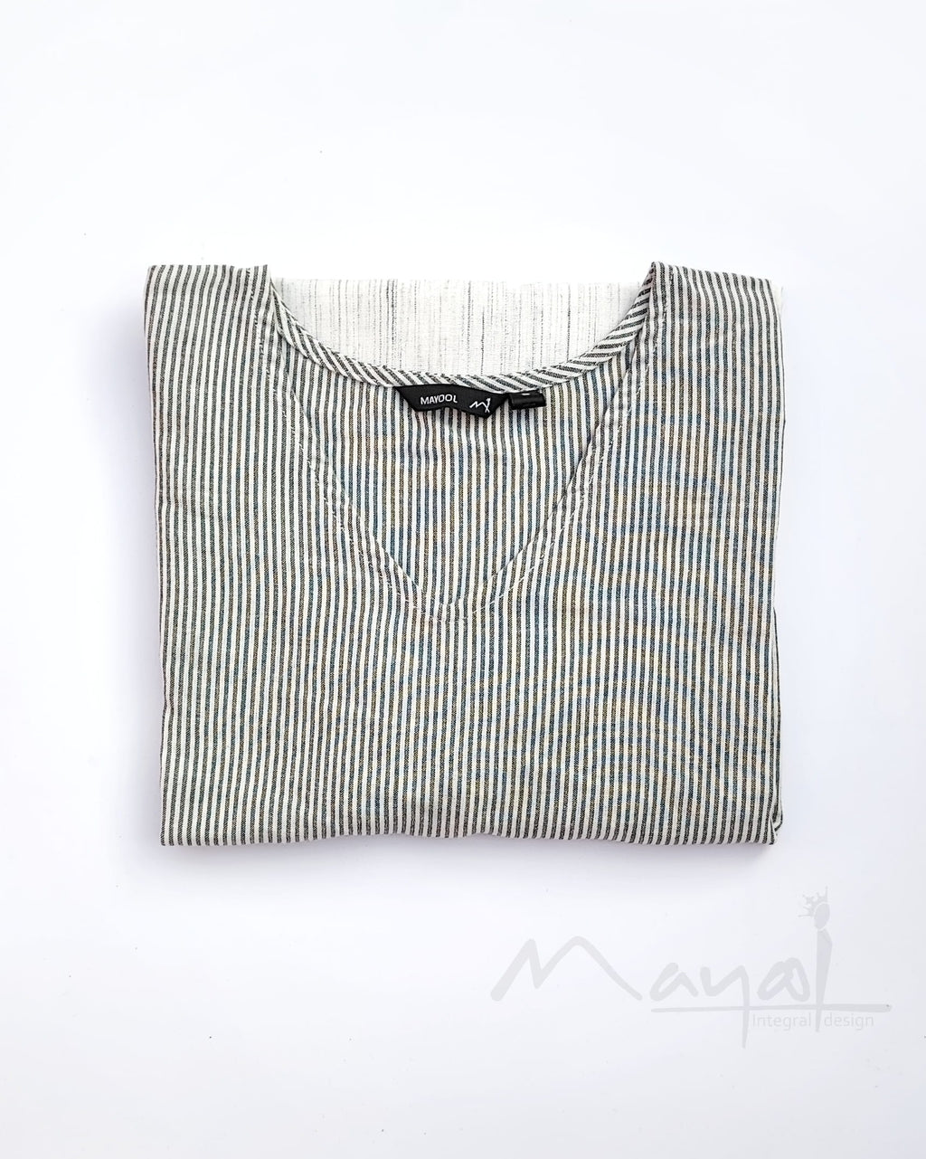 White Stripe Patchwork Cotton Kurta