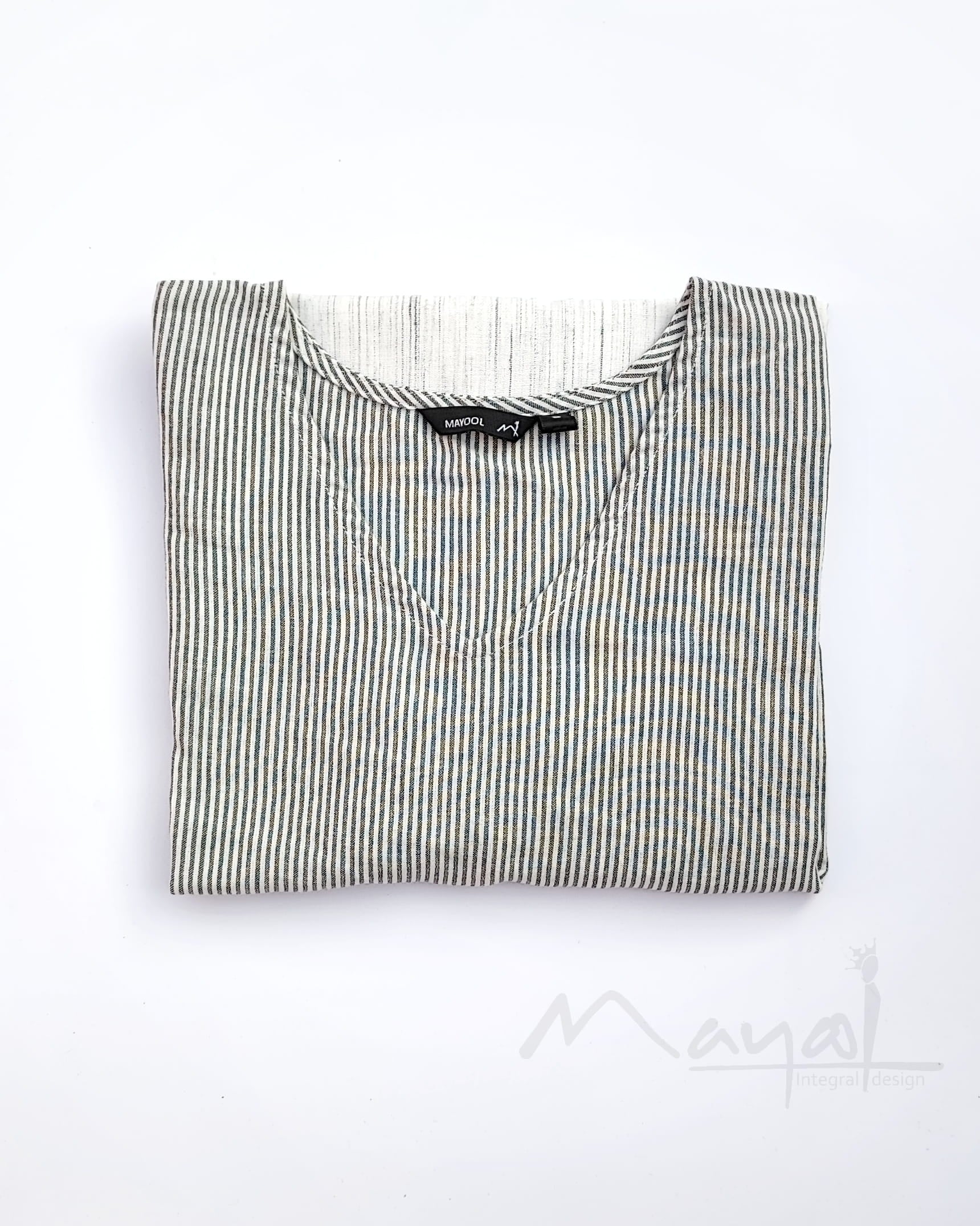 White Stripe Patchwork Cotton Kurta