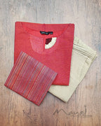 Orange Cotton Kurta With Minimal Embroidery
