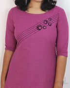 Magenta Pink Kurta With Minimal Embroidery