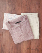 Mauve Cotton Kurta With Minimal Embroidery
