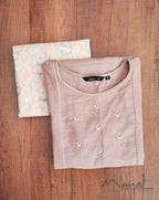 Mauve Cotton Kurta With Minimal Embroidery