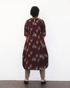 Maroon Patterned A-line Cotton Kurta