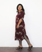 Maroon Patterned A-line Cotton Kurta