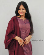 Maroon Stripe Jari Cotton Kurta