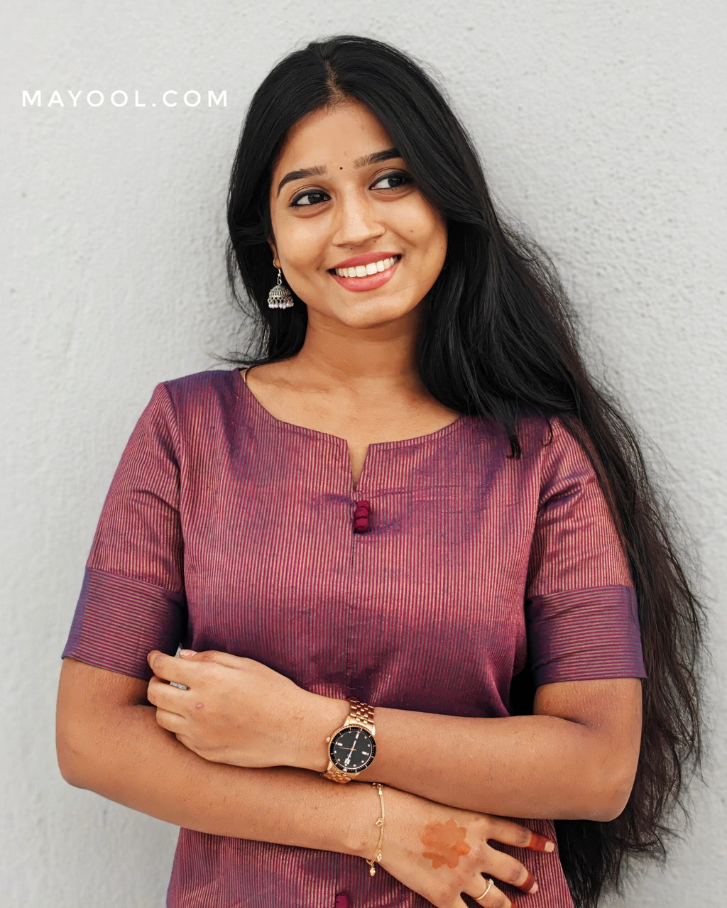 Maroon Stripe Jari Cotton Kurta