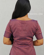 Maroon Stripe Jari Cotton Kurta