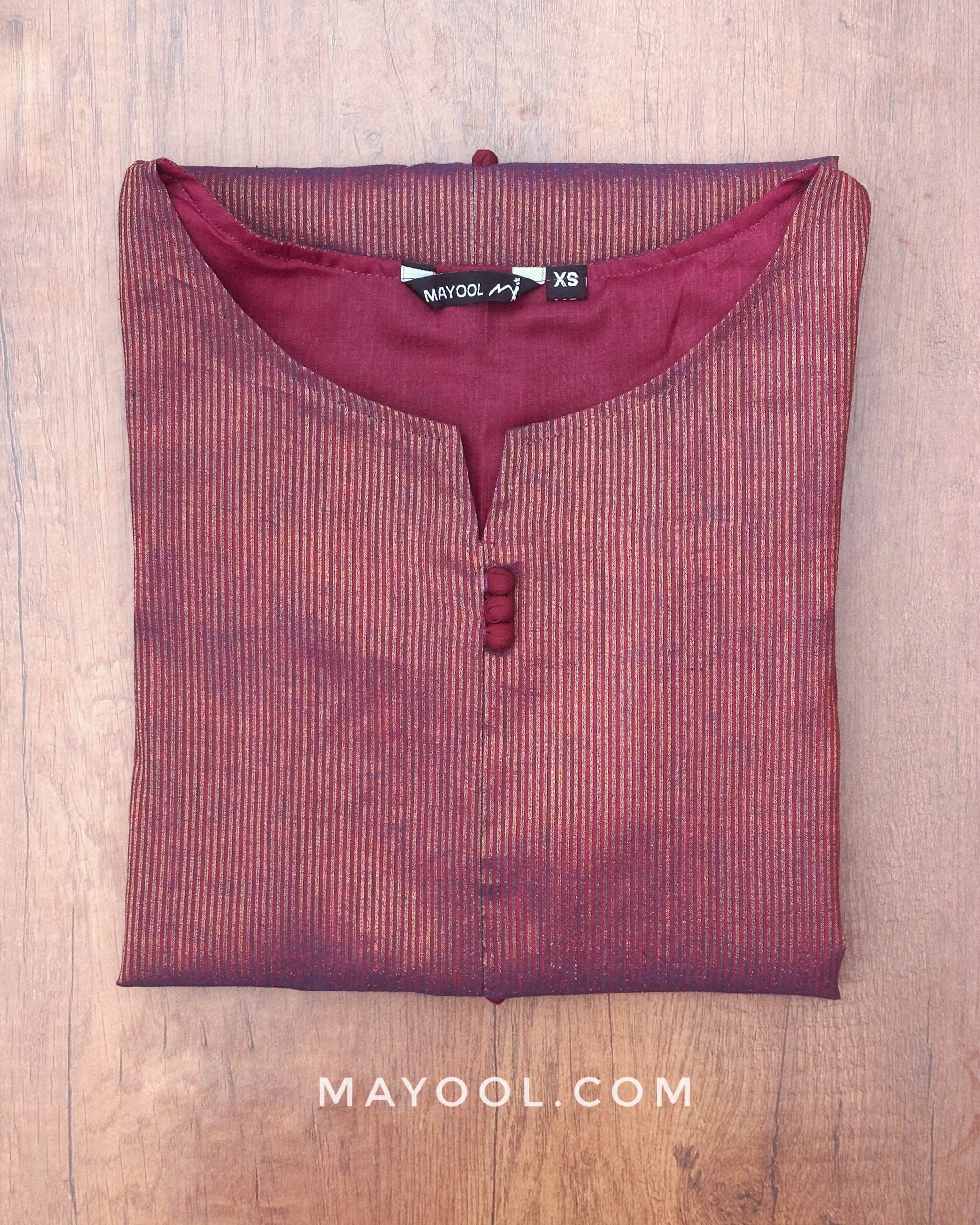 Maroon Stripe Jari Cotton Kurta