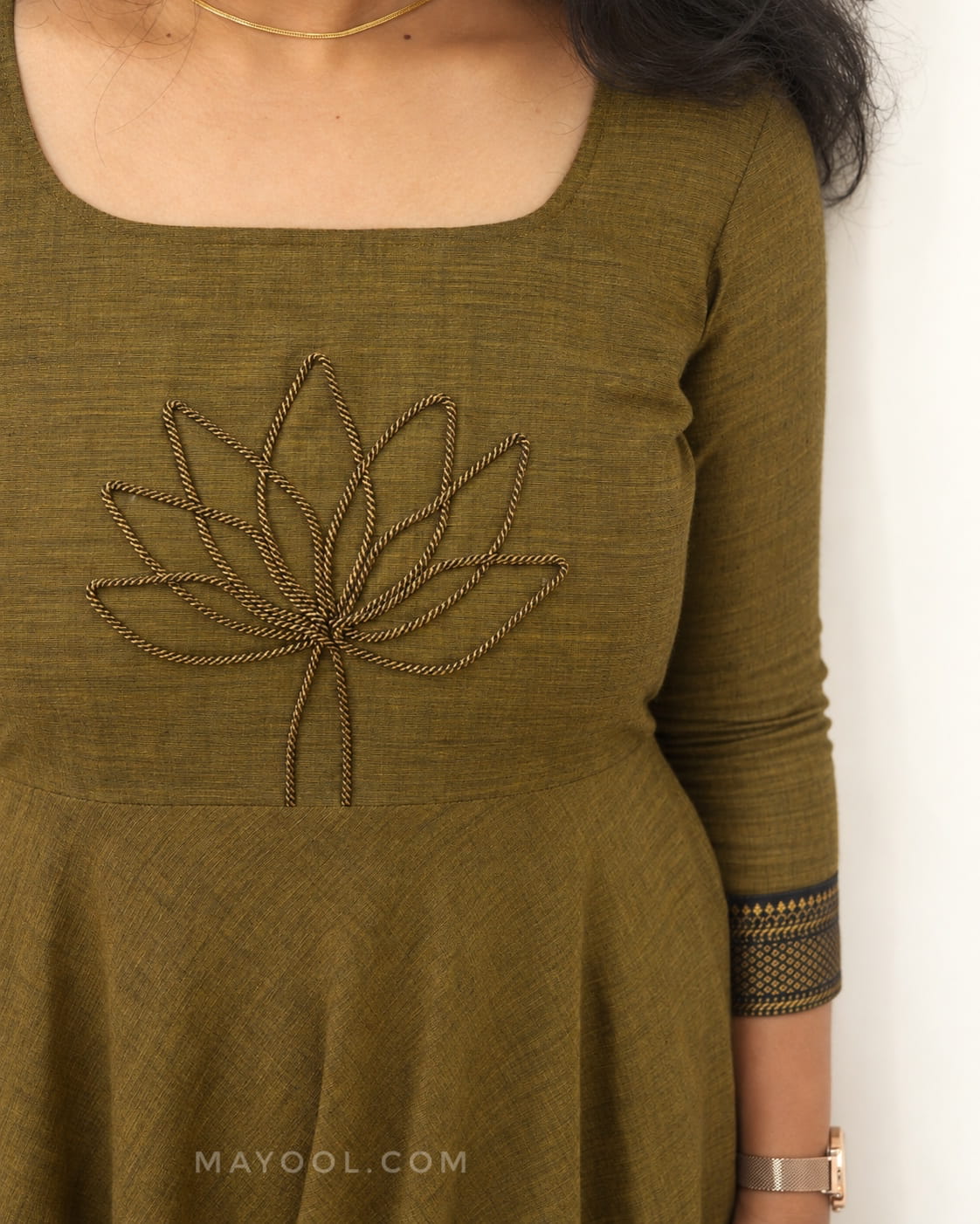 Mehendi Green Traditional Cotton Anarkali Dresses