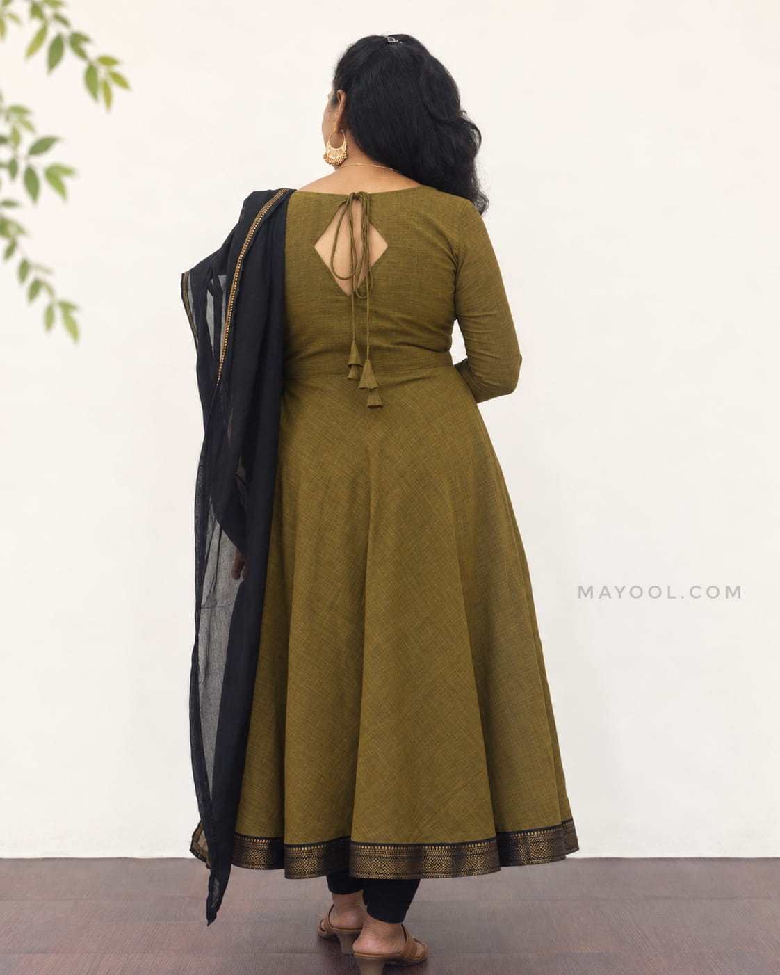 Mehendi Green Traditional Cotton Anarkali Dresses
