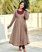 Mink Brown Chettinad Cotton Anarkali Dresses