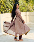 Mink Brown Chettinad Cotton Anarkali Dresses
