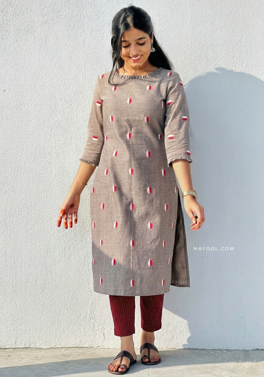 Mouse Grey Cotton Kurta