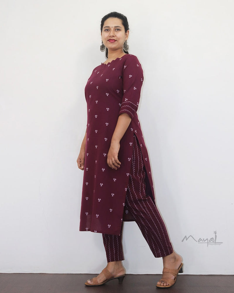 Wine Purple Cotton Kurta