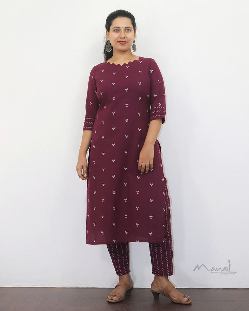 Wine Purple Cotton Kurta