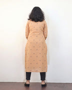 Naive Peach Self Design Jacquard Cotton Kurta