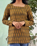 Olive Green Ikat Short Kurta