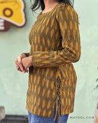 Olive Green Ikat Short Kurta