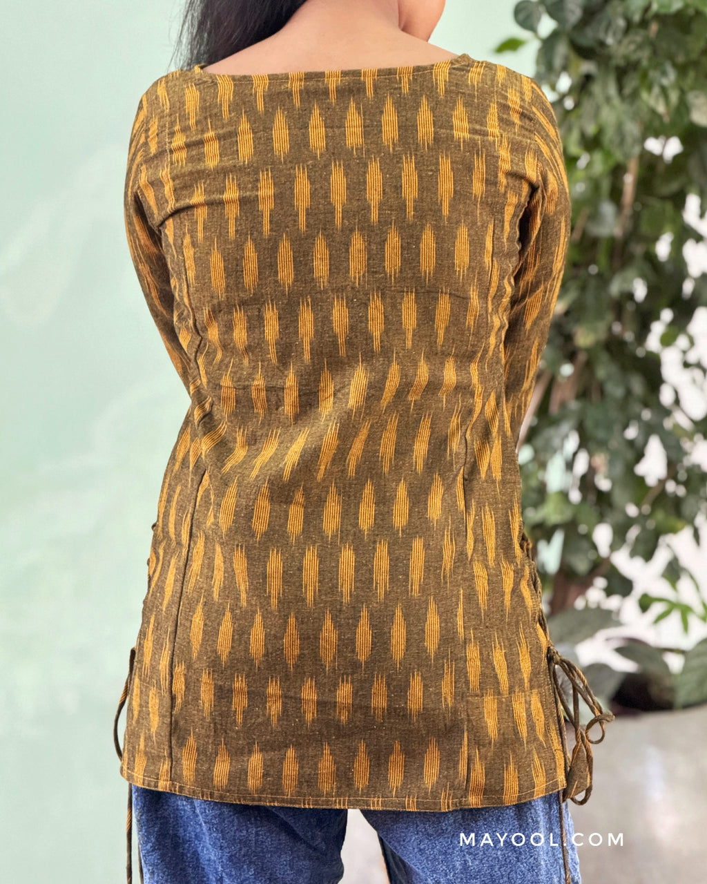 Olive Green Ikat Short Kurta