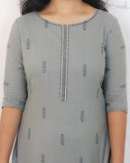 Oslo Grey Self Design Jacquard Cotton Kurta