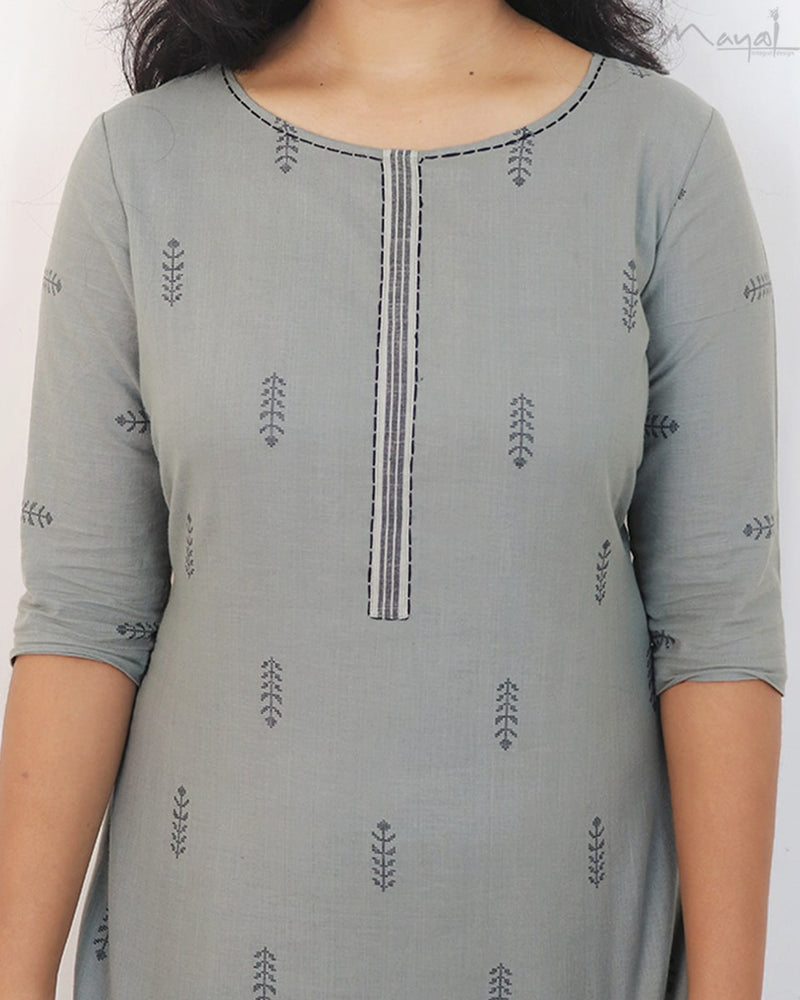 Oslo Grey Self Design Jacquard Cotton Kurta