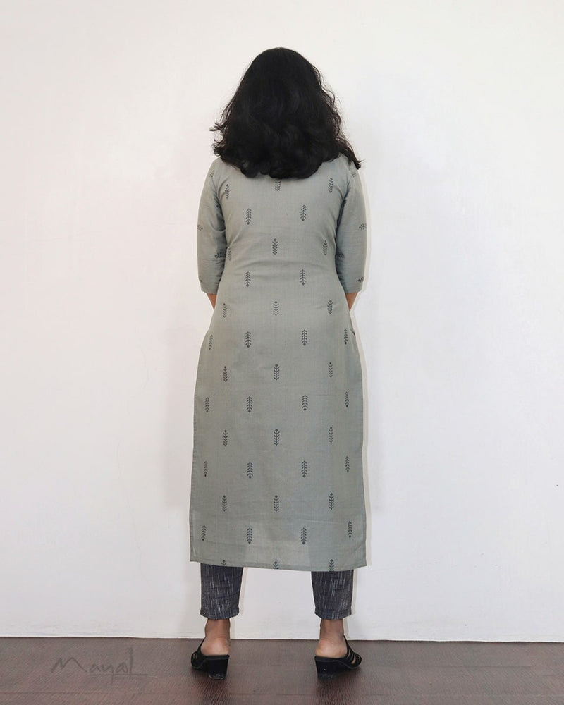 Oslo Grey Self Design Jacquard Cotton Kurta
