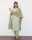 Mild Green Self Design Jacquard Cotton Kurta
