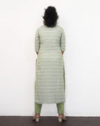 Mild Green Self Design Jacquard Cotton Kurta