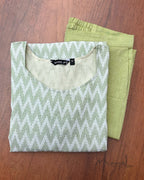 Mild Green Self Design Jacquard Cotton Kurta
