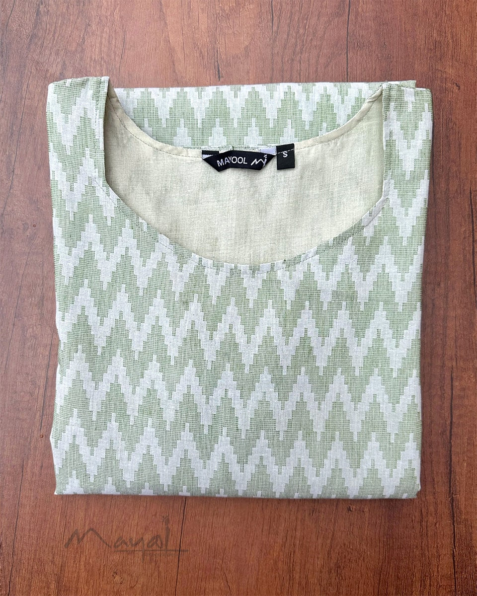 Mild Green Self Design Jacquard Cotton Kurta