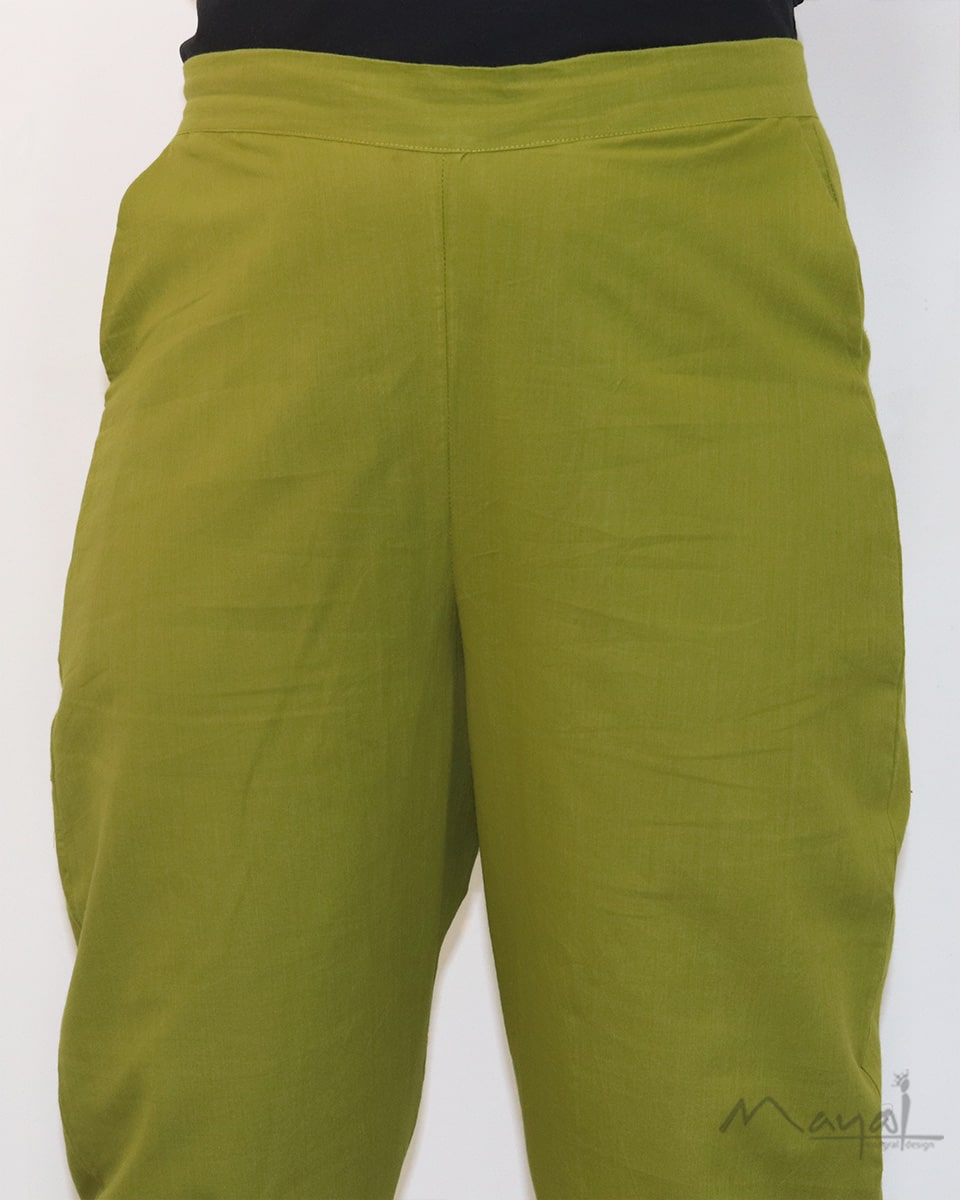 Parrot Green Cotton Formal Fit Pant
