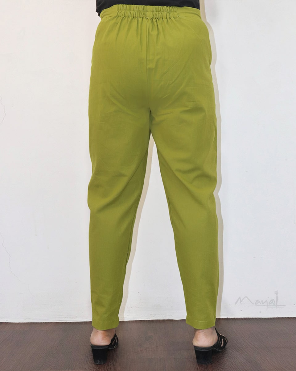 Parrot Green Cotton Formal Fit Pant