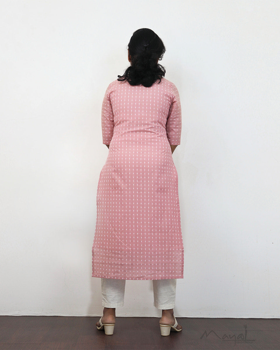 Peach Blossom Self Design Cotton Kurta