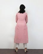 Peach Blossom Self Design Cotton Kurta