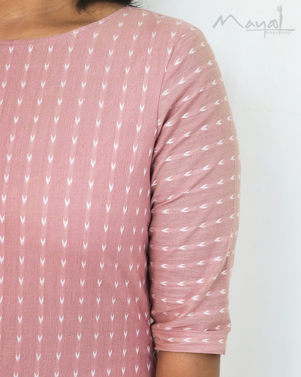 Peach Blossom Self Design Cotton Kurta