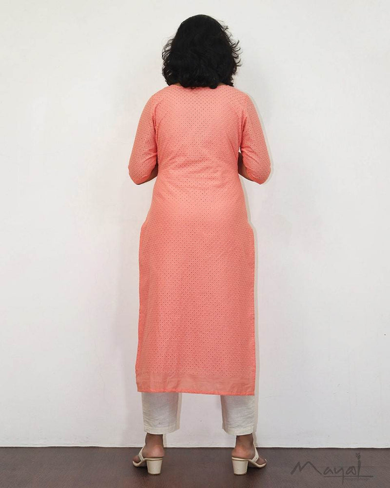 Peach Cotton Hakoba Kurta